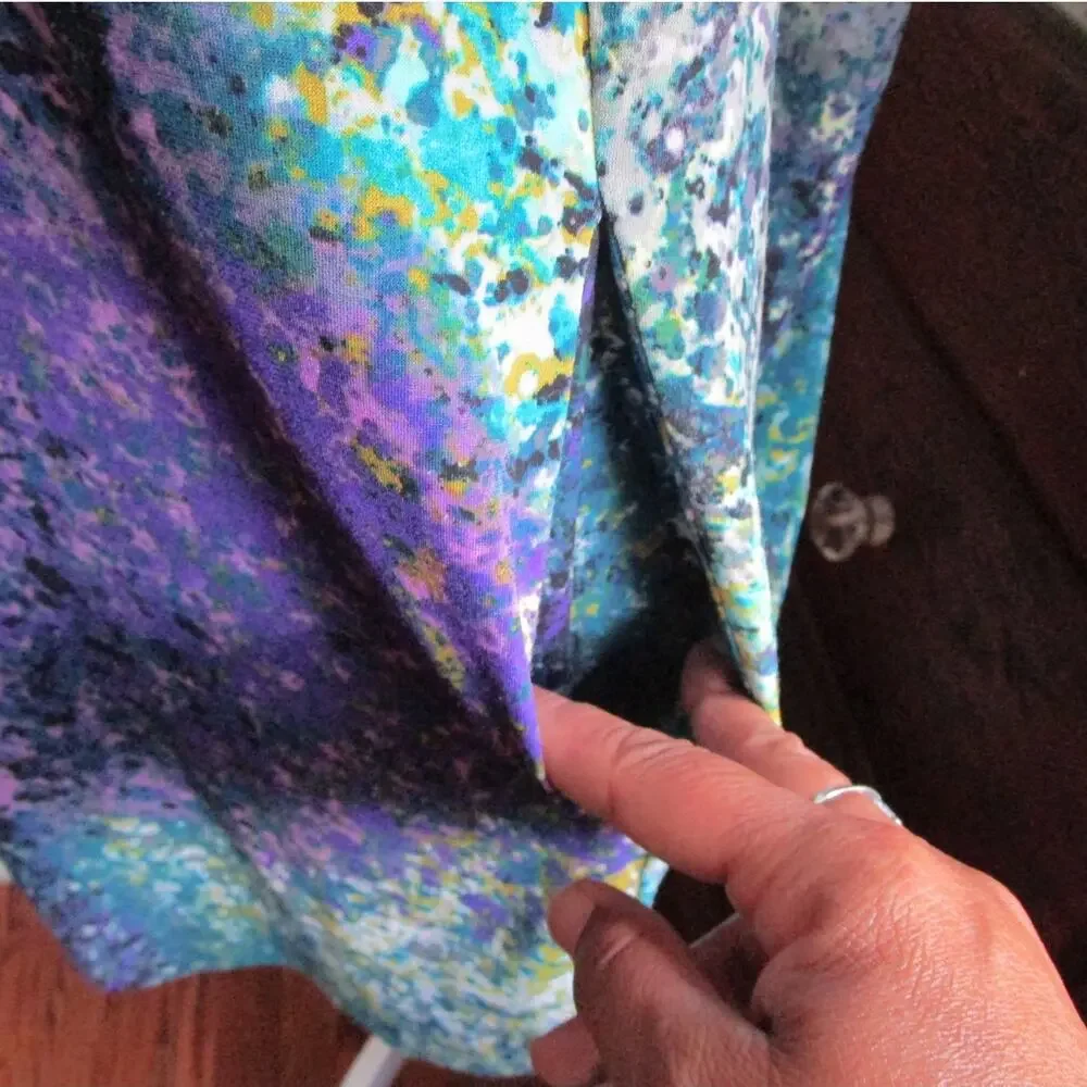 Abstract Jewel Tone Dolman Dress Size 4 Pockets Suzi Chin Artsy